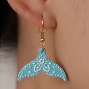 Gold Hook Turquoise Mermaid Tail Earrings - Women's Jewelry